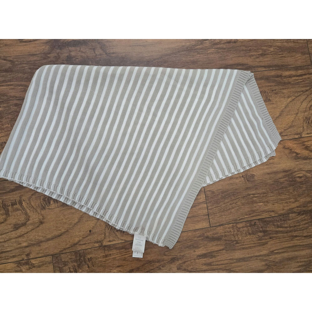 Koala Baby Knit Baby Blanket 0-6M Taupe Cream Striped Neutral